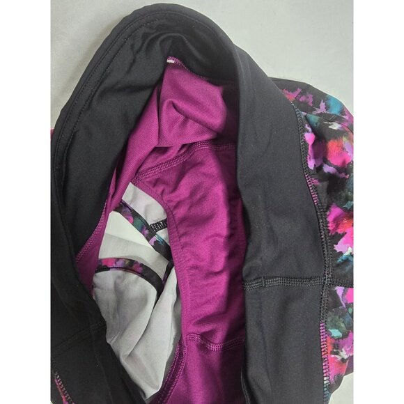 Lululemon Speed Short Mini Midnight Bloom Black Deep Fuschia Size 6 - Picture 8 of 11